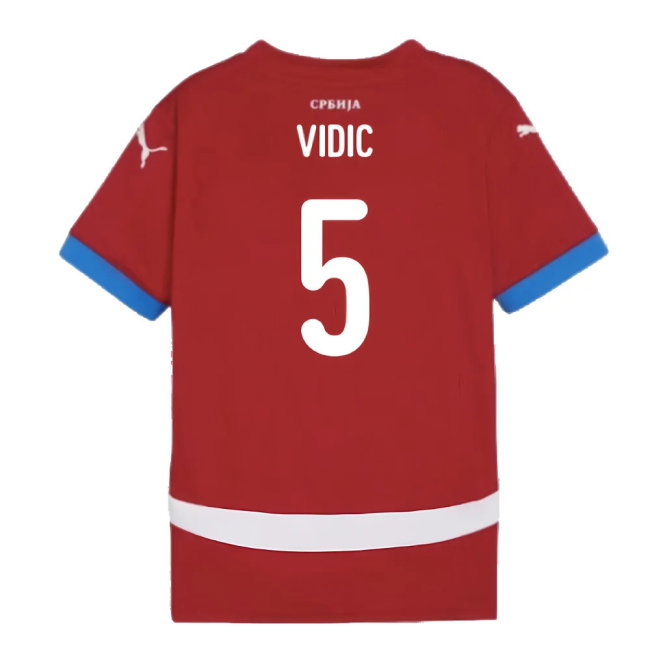 2024-2025 Serbia Home Shirt (Kids) (Vidic 5)-SoccerKits Hub | Buy Soccer Jerseys Online